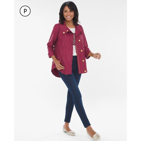Chico's Jackets & Blazers - NWT Chico's Zenergy Cherry Red Jacket Size 4 20 22 Polka Dot Animal Print Anarok